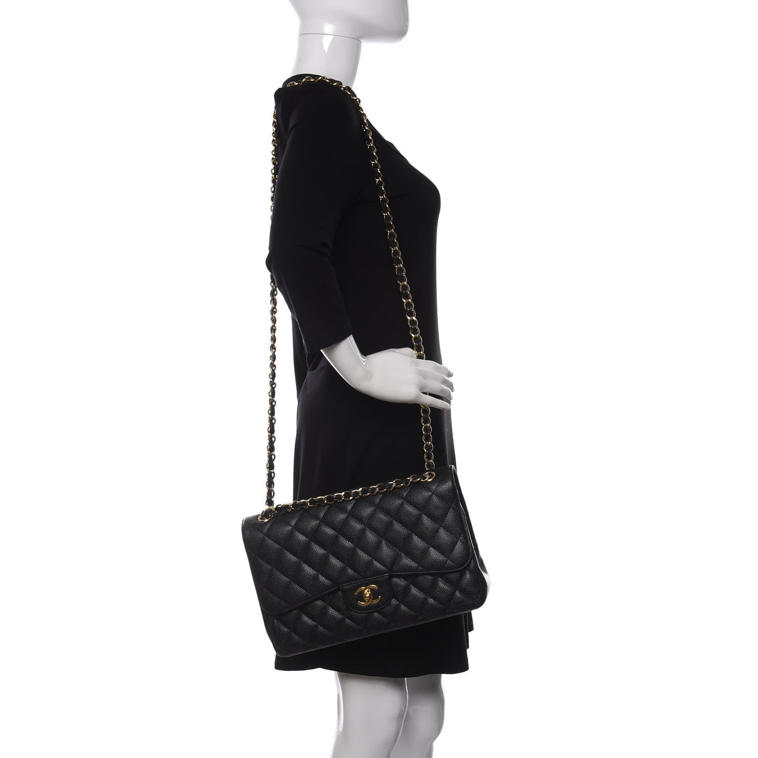 Chanel Caviar Quilted Jumbo Double Flap Black 2 of 11