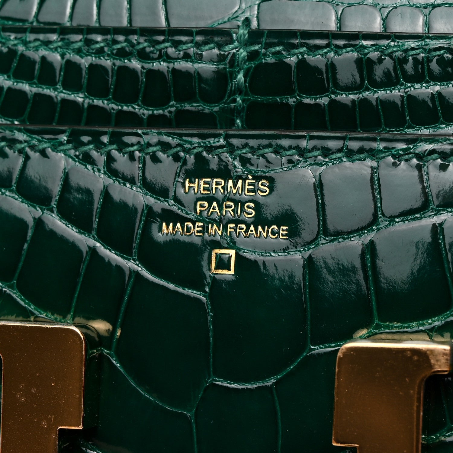 Hermes Shiny Alligator Constance Short Wallet Vert Emeraude 6 of 9