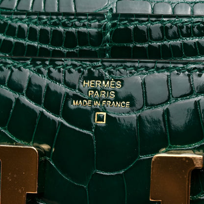 Hermes Shiny Alligator Constance Short Wallet Vert Emeraude 6 of 9