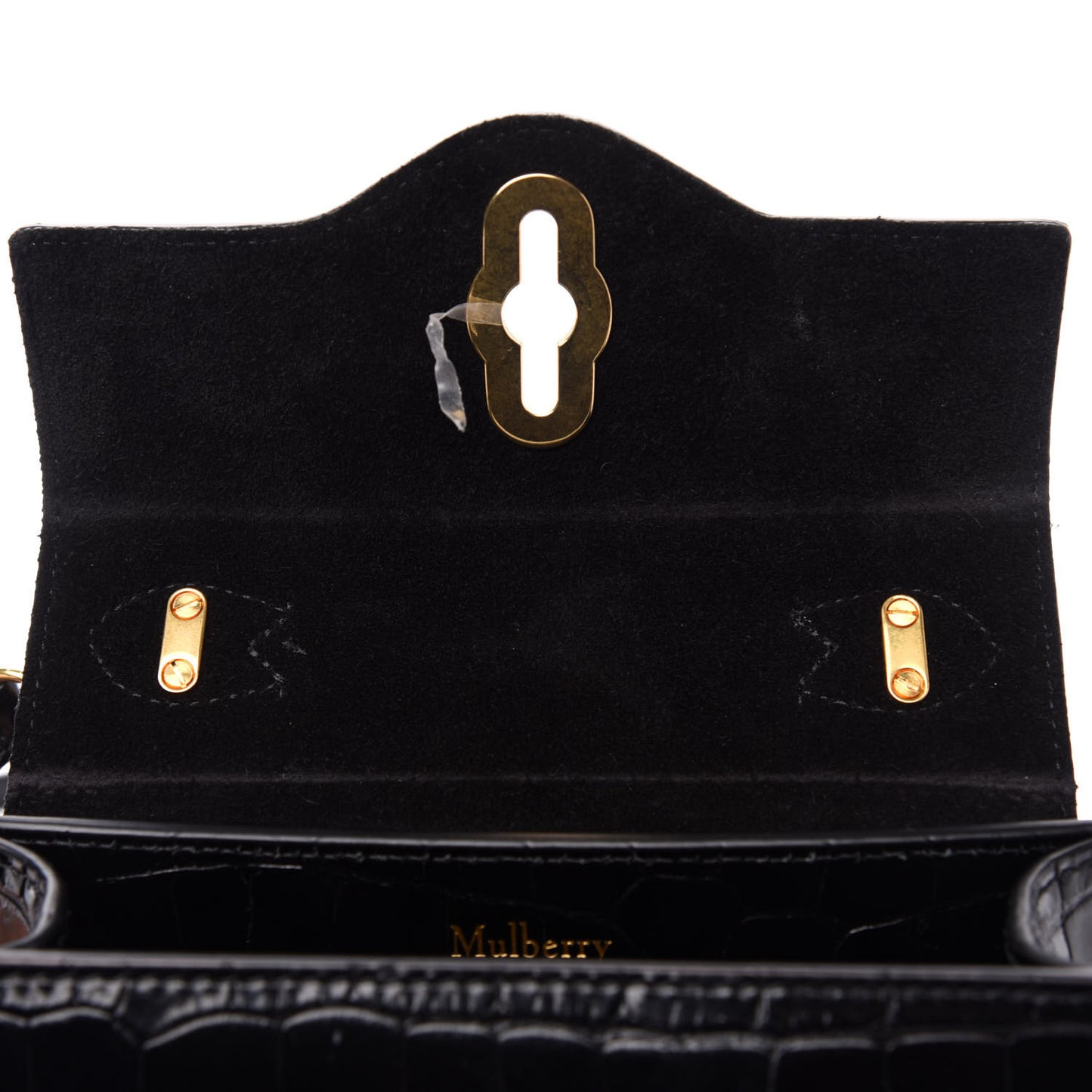 Shiny Croc Calfskin Embossed Micro Seaton Black