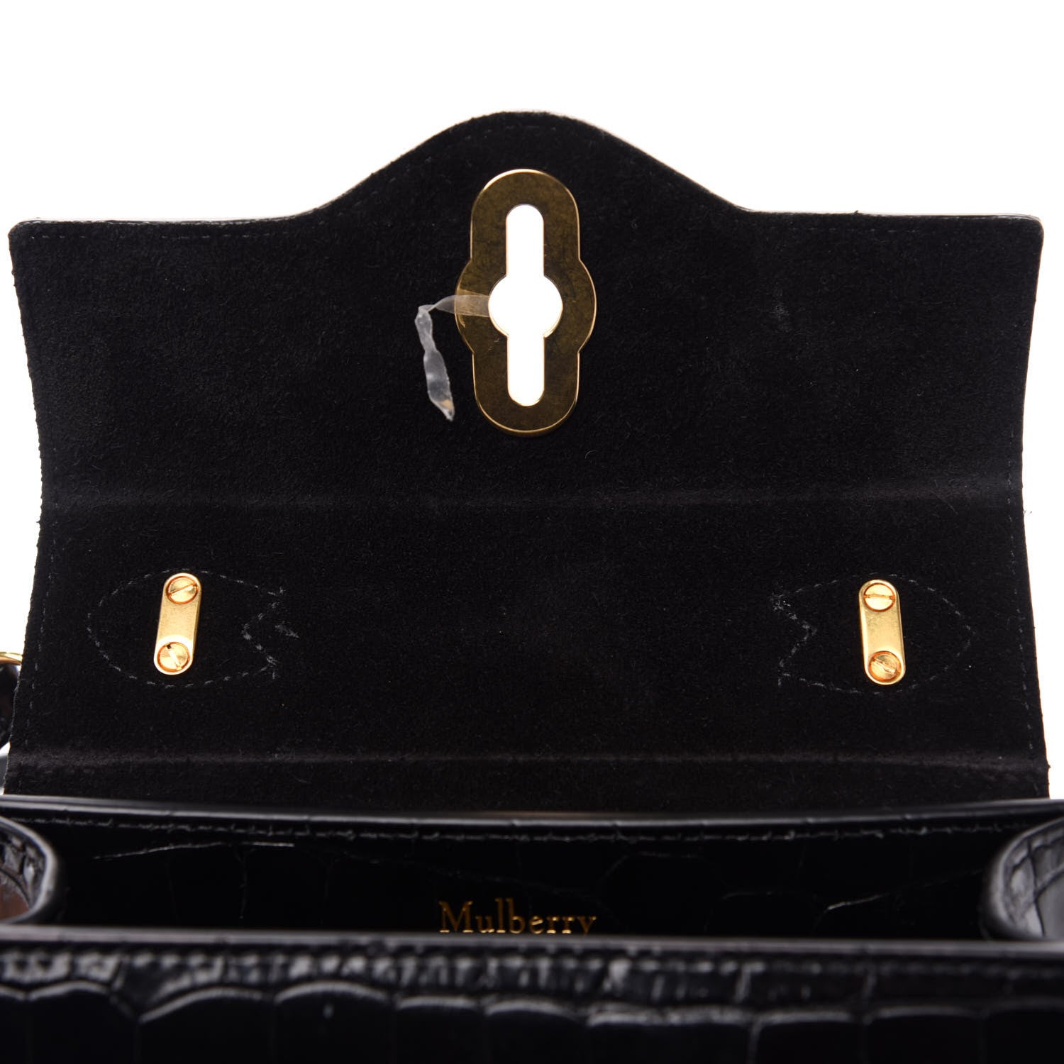Mulberry Shiny Croc Calfskin Embossed Micro Seaton Black 7 of 10