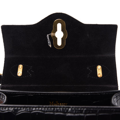Mulberry Shiny Croc Calfskin Embossed Micro Seaton Black 7 of 10