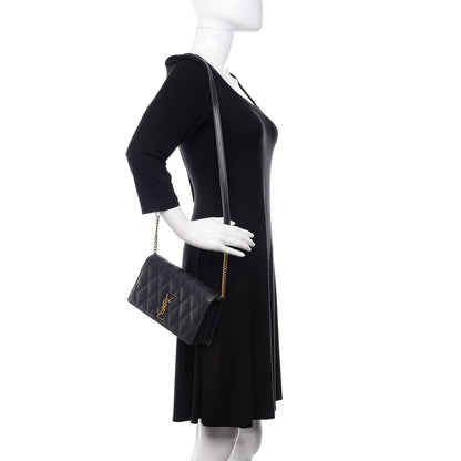 Saint Laurent Lambskin Diamond Quilted Monogram Angie Chain Bag Dark Smog 2 of 11