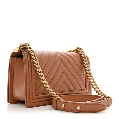 Chanel Caviar Chevron Quilted Medium Boy Flap Brown 3 of 11