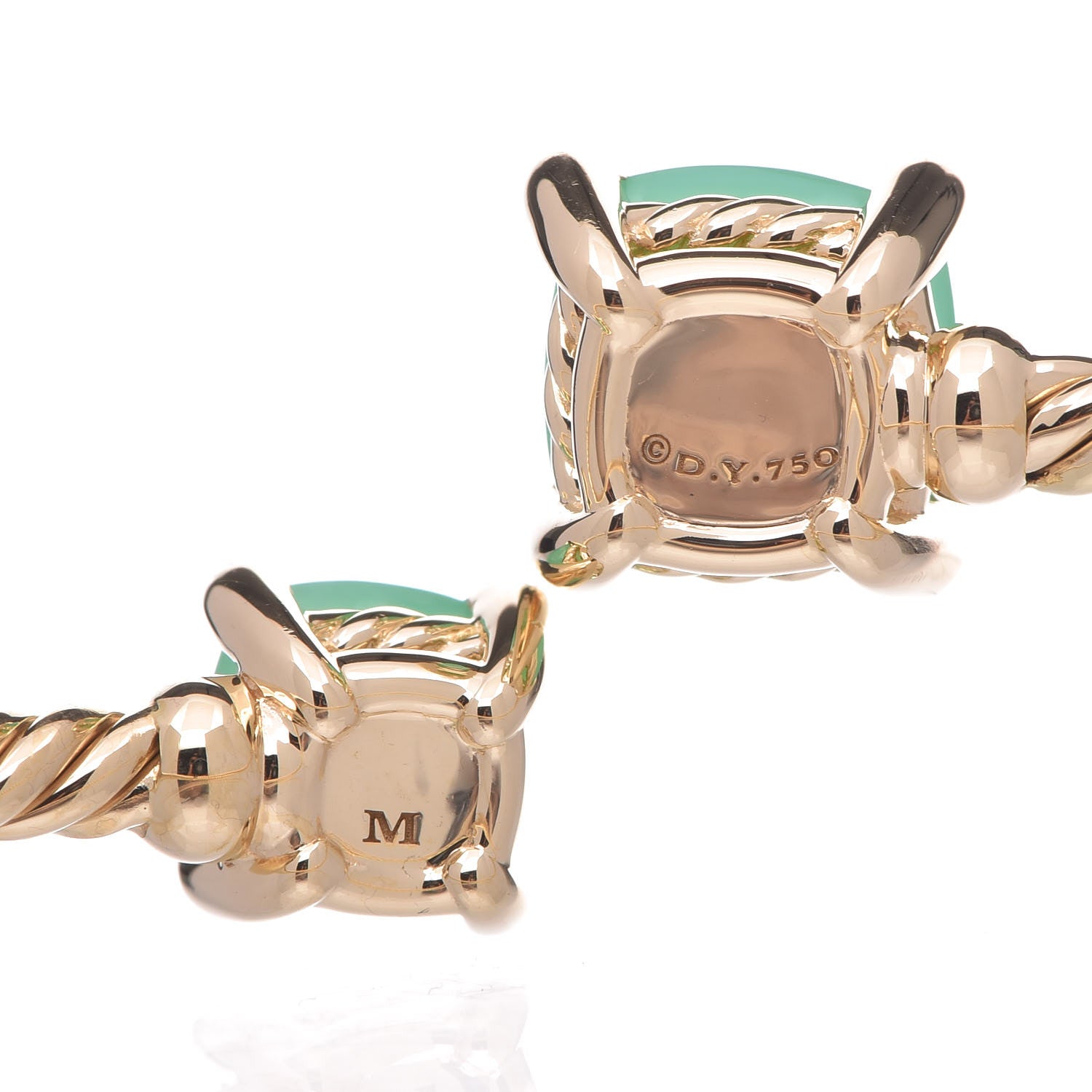 David Yurman 18K Yellow Gold Diamond Chrysoprase Chatelaine Bypass Bracelet 4 of 5