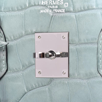 Hermes Matte Alligator Birkin 35 Ciel 16 of 33
