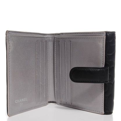 Chanel Lambskin Camellia Embossed French Wallet Black 6 of 9