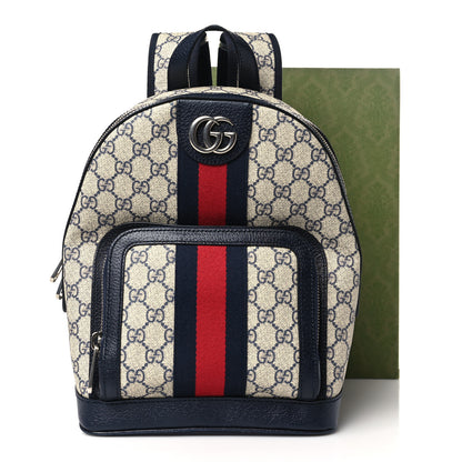 Gucci GG Supreme Monogram Textured Dollar Calfskin Web Small Ophidia Day Backpack Beige Blue Black 10 of 10