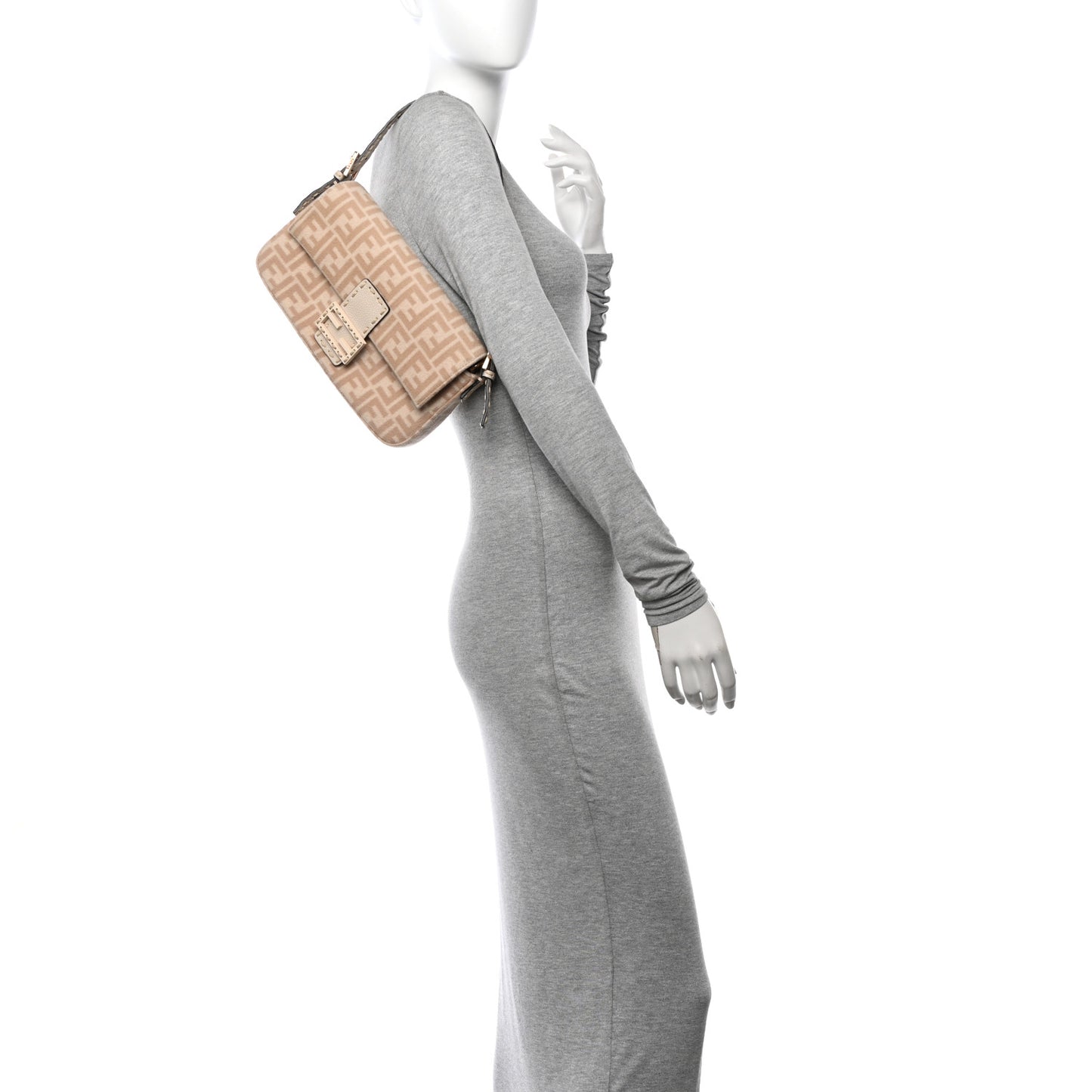 Wool Cuoio Romano Selleria FF 1974 Baguette 1997 Beige Cammello Camelia