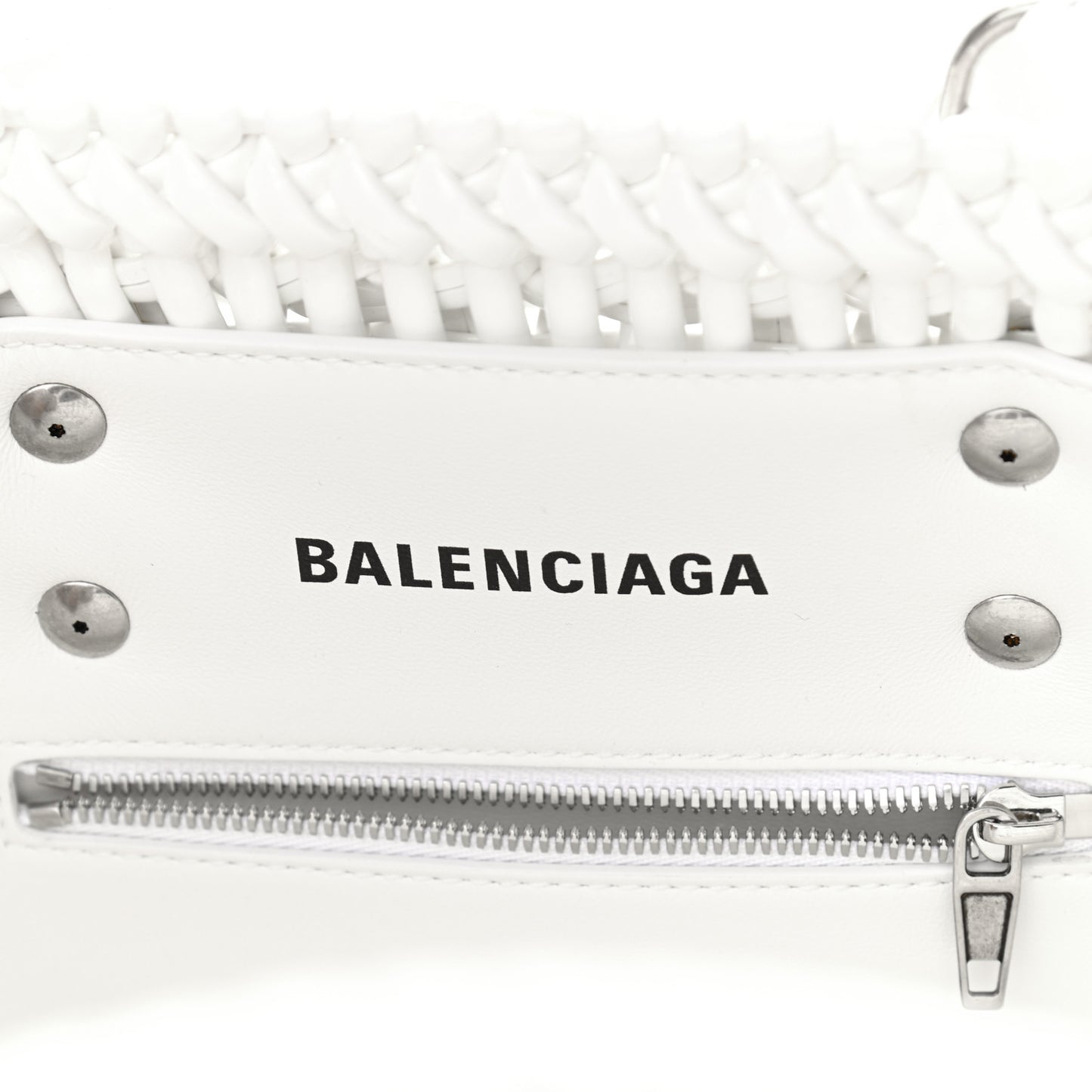 Varnished Faux Calfskin Braided XS Bistro Basket White