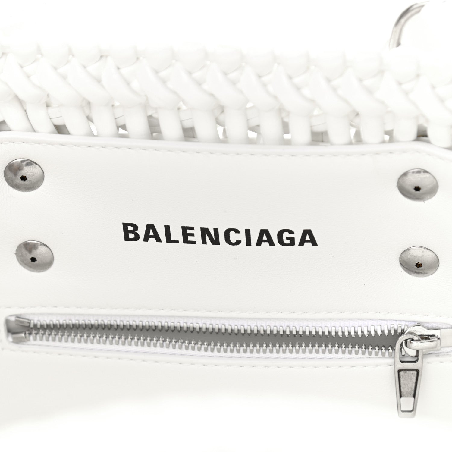 Balenciaga Varnished Faux Calfskin Braided XS Bistro Basket White 6 of 10