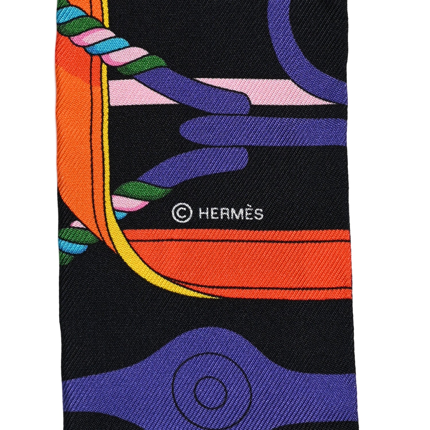 Hermes Silk Panoplie Equestre Twilly Caban Violet Orange 4 of 4