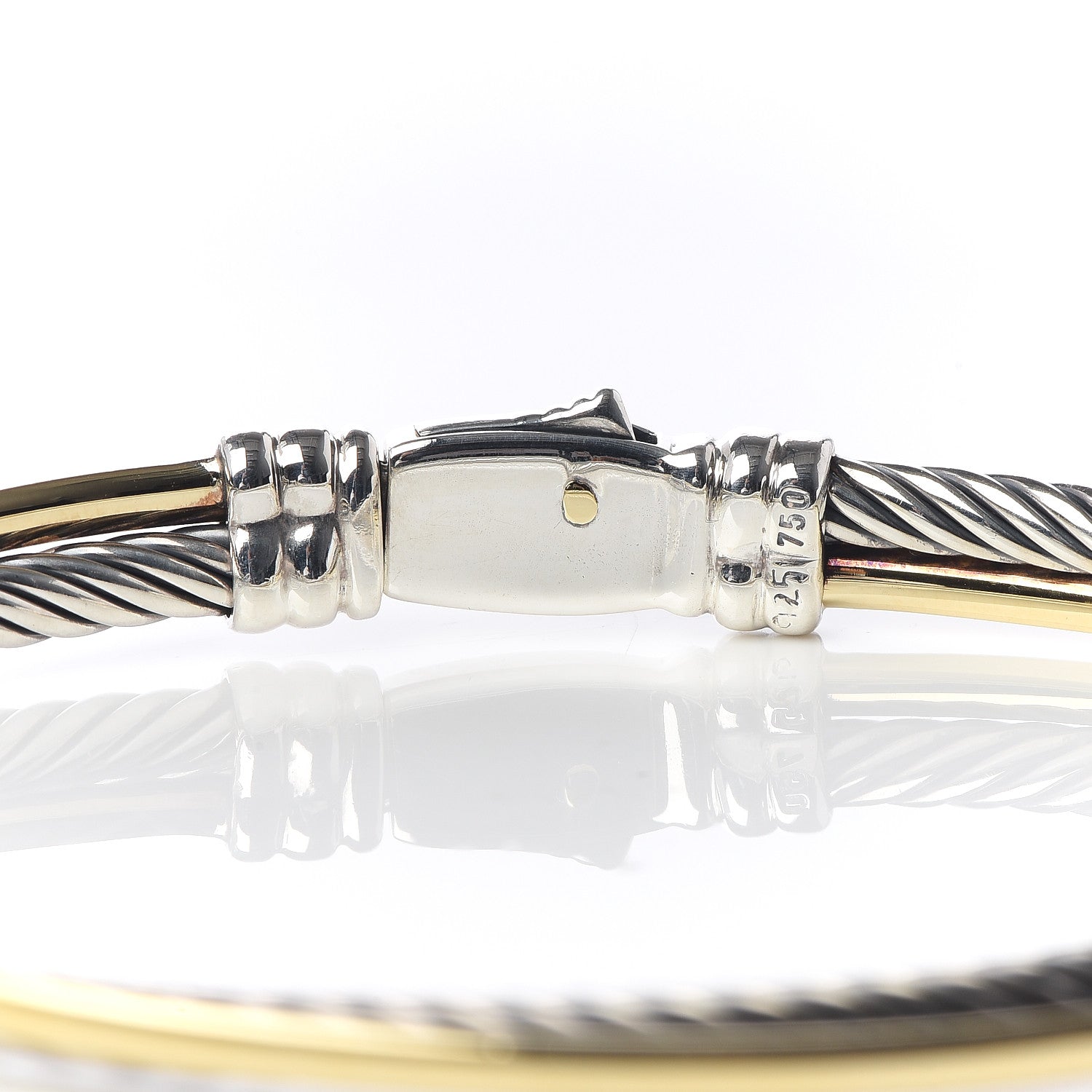 David Yurman Sterling Silver 18K Yellow Gold 3mm Crossover Bracelet 6 of 6