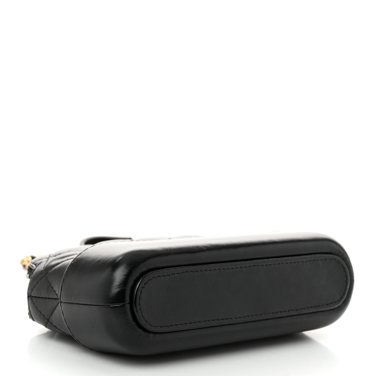 Aged Calfskin Quilted Small Gabrielle Clutch With Chain Black