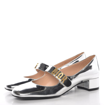 Christian Dior Mirror Finish Calfskin Baby-D Ballet Pumps 39 Silver 3 of 7