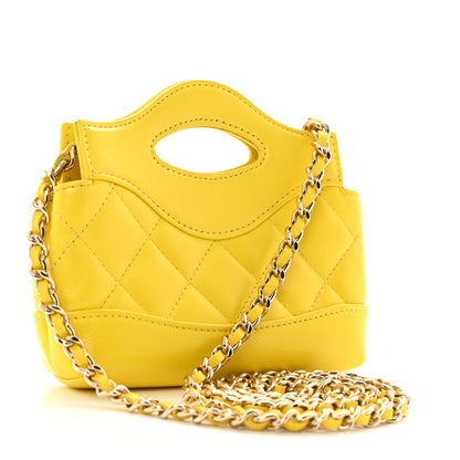 Chanel Shiny Lambskin Quilted Micro 31 Clutch With Chain Yellow 2 of 13