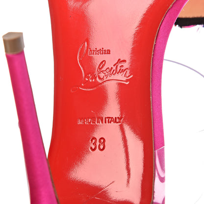 Christian Louboutin Satin PVC Speleola Slide Sandals 38 Poudre Black 6 of 10