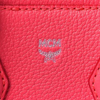 MCM Grained Calfskin Mini Milla Tote Hot Pink Blue 6 of 16