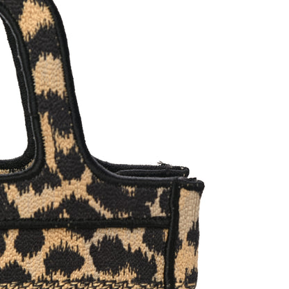 Christian Dior Canvas Mizza Embroidered Mini Leopard Book Tote Beige 12 of 16