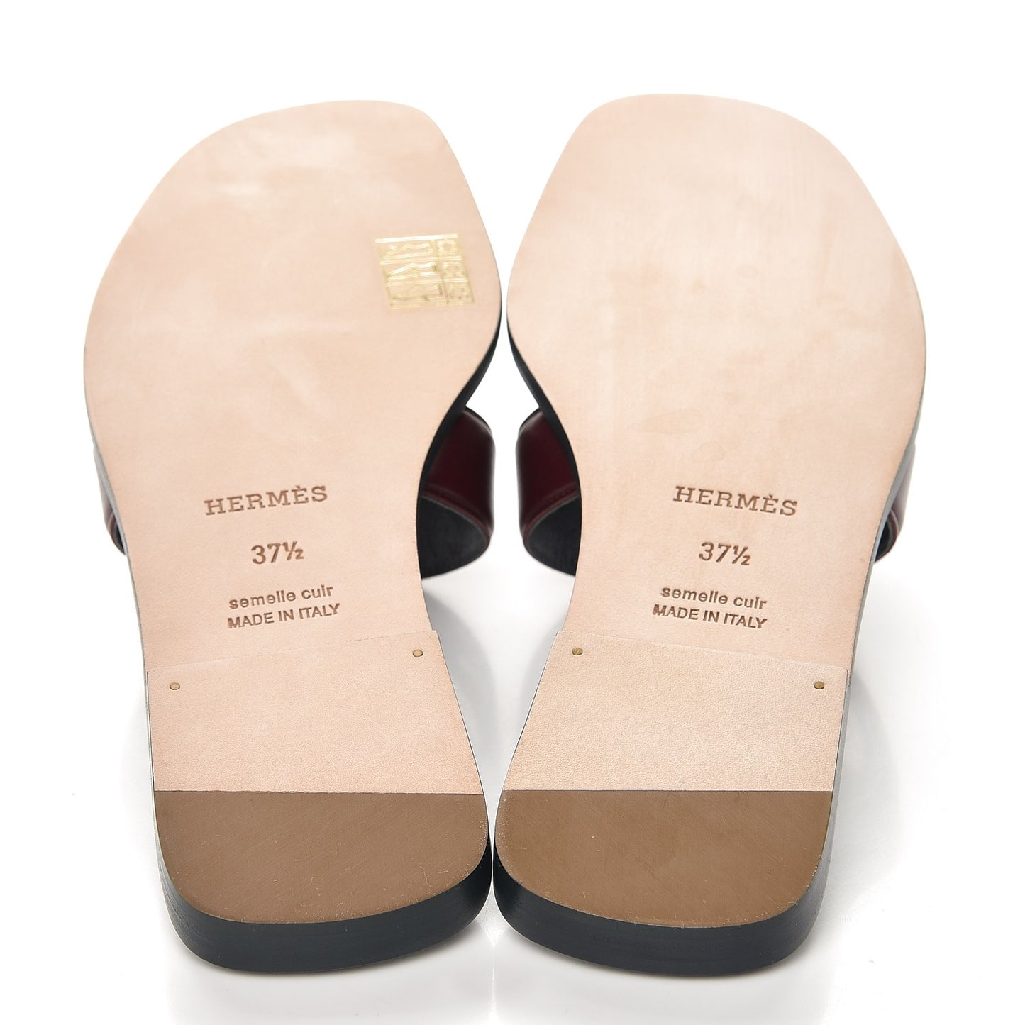 Box Calfskin Oran Sandals 37.5 Bleu Ardoise Bordeaux
