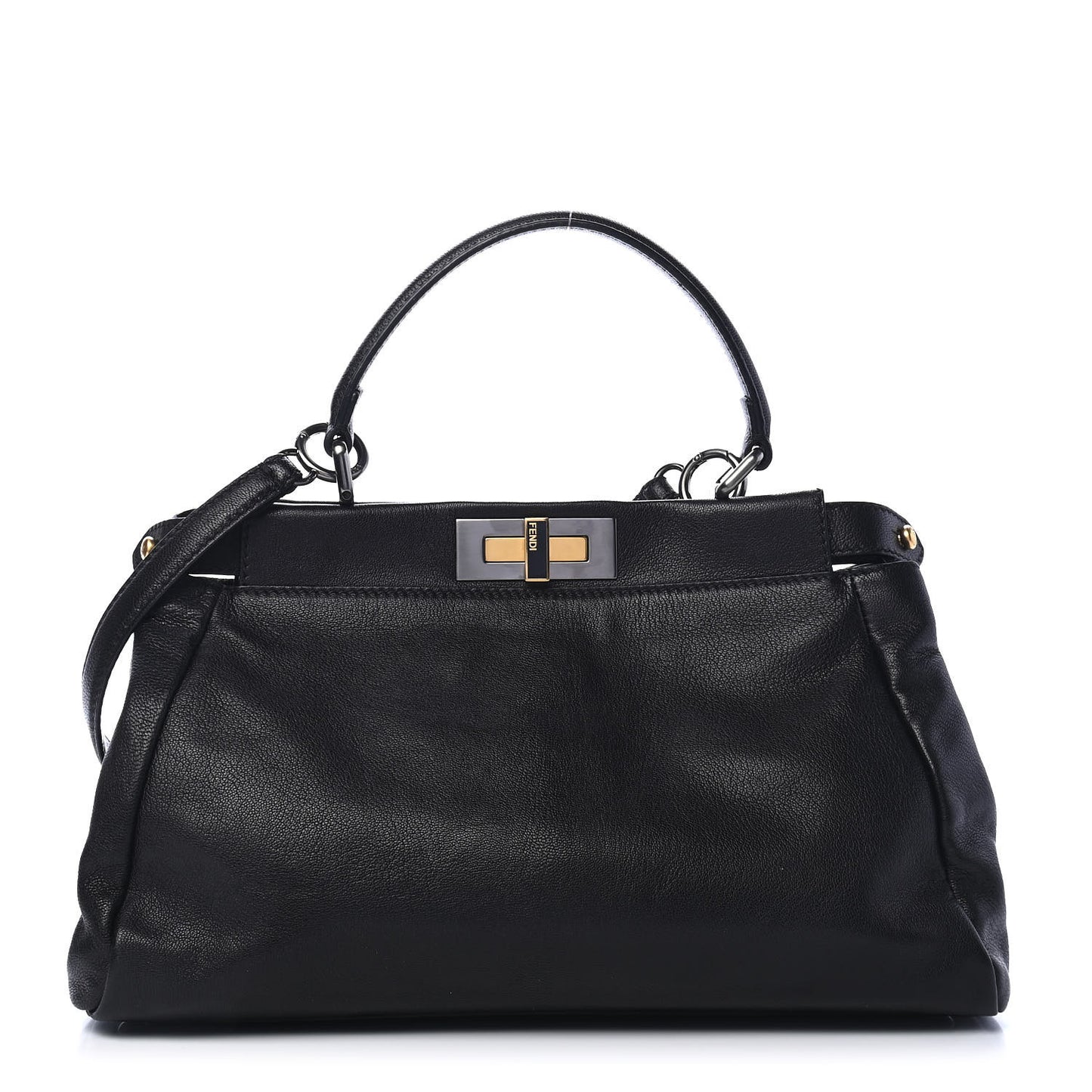 Goatskin Medium Peekaboo Iconic Satchel Black