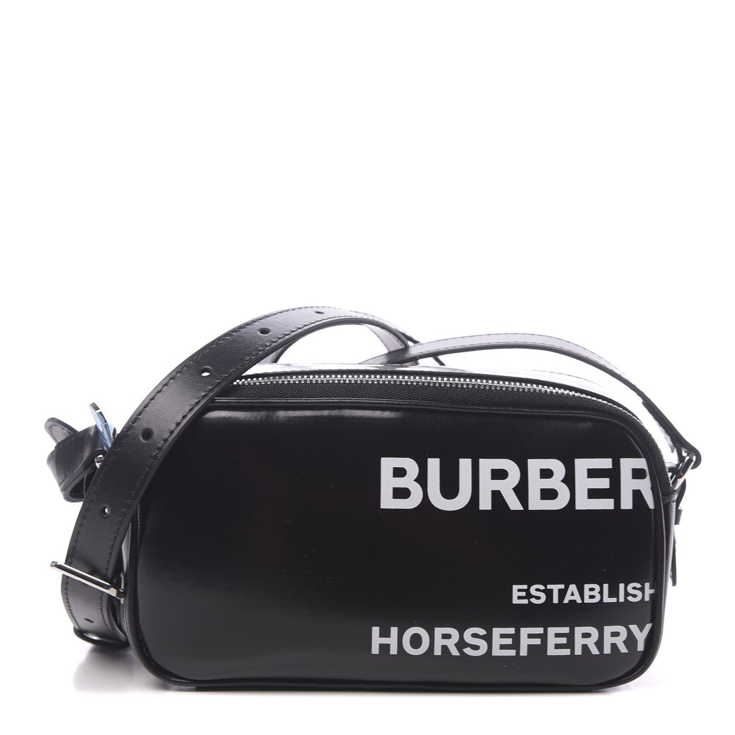 Coated Canvas Horseferry Print Micro Camera Bag Black