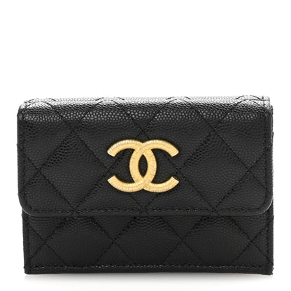 Chanel Caviar Quilted Small Textured CC Flap Wallet Black 1 of 9
