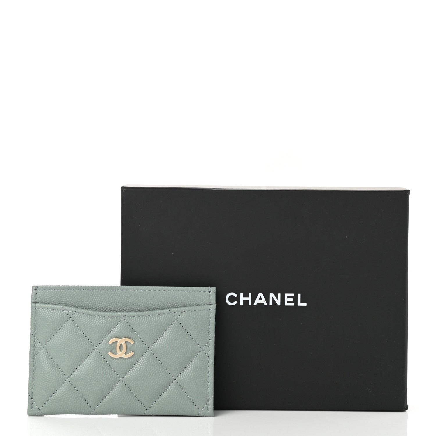 Chanel Caviar Quilted Card Holder Light Blue 9 of 9