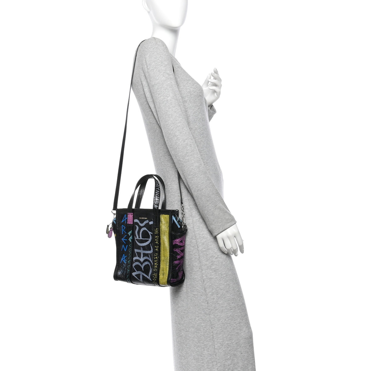 Balenciaga Agneau Arena Graffiti All Over XS Bazar Shopper Tote Black Multicolor 2 of 11