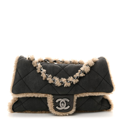 Chanel Shearling Quilted Medium Single Flap Grey 1 of 12