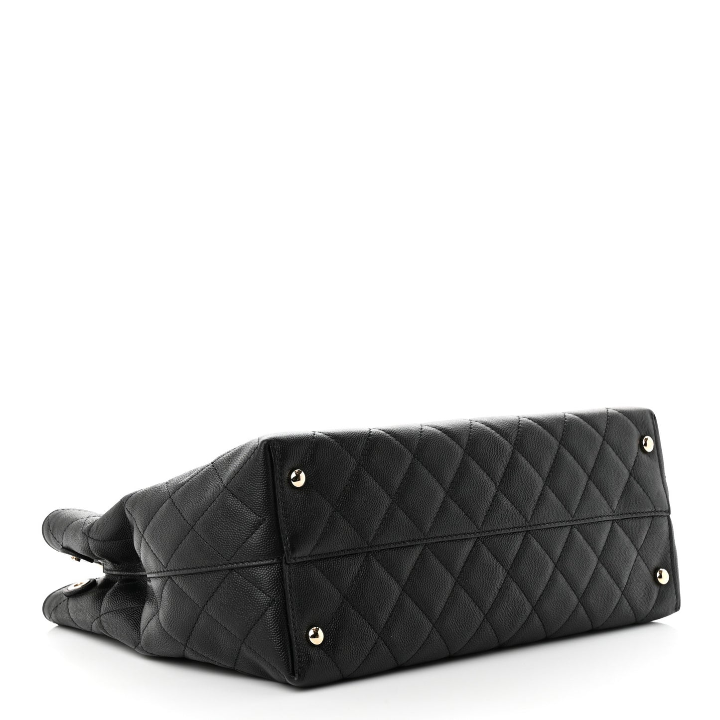 Caviar Quilted Small Shopping Tote Black