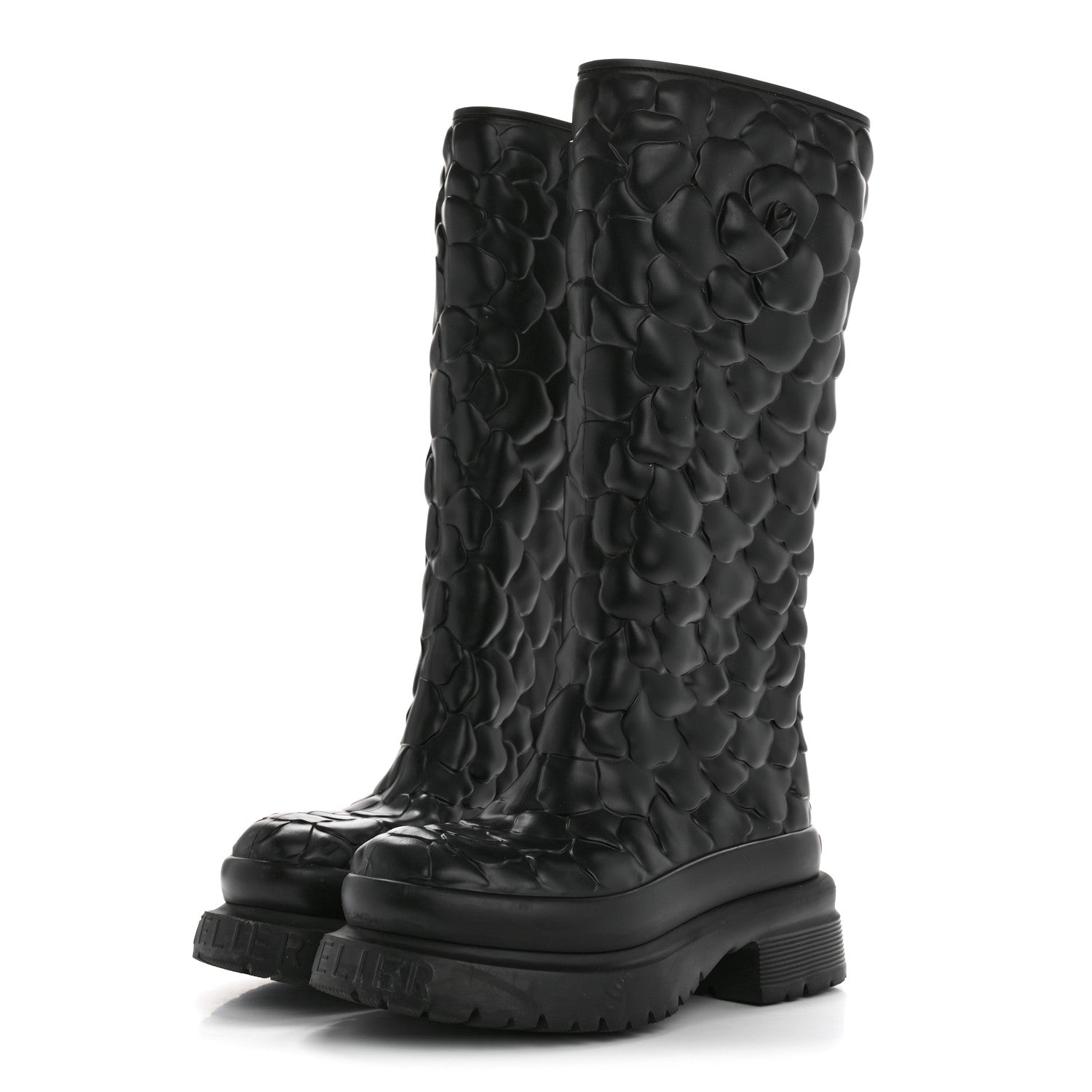 Valentino Garavani Rubber Atelier 03 Rose Edition 30/50mm Tall Rainboots 35 Black 3 of 9