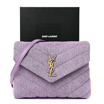 Saint Laurent Denim Y Quilted Monogram Toy Loulou Crossbody Bag Bleached Lilac 7 of 9