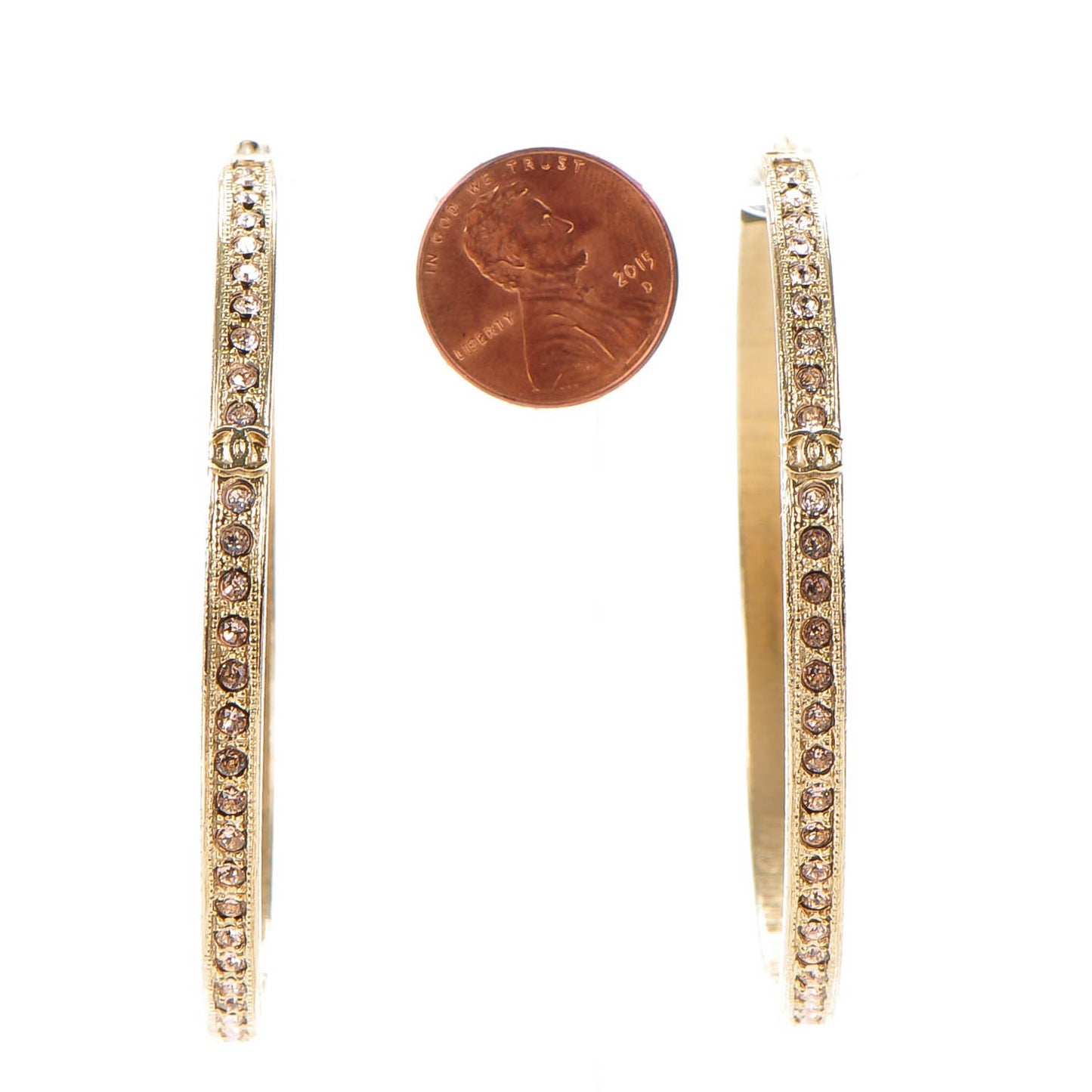 Crystal CC Hoop Earrings Gold Pale Pink