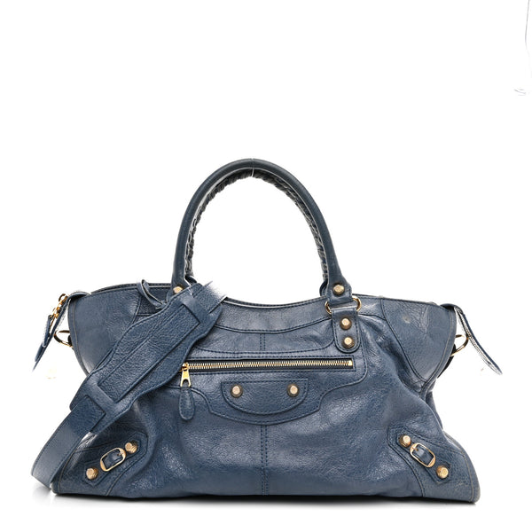 Balenciaga Agneau Giant 12 Gold Hardware Part Time Bleu Persan