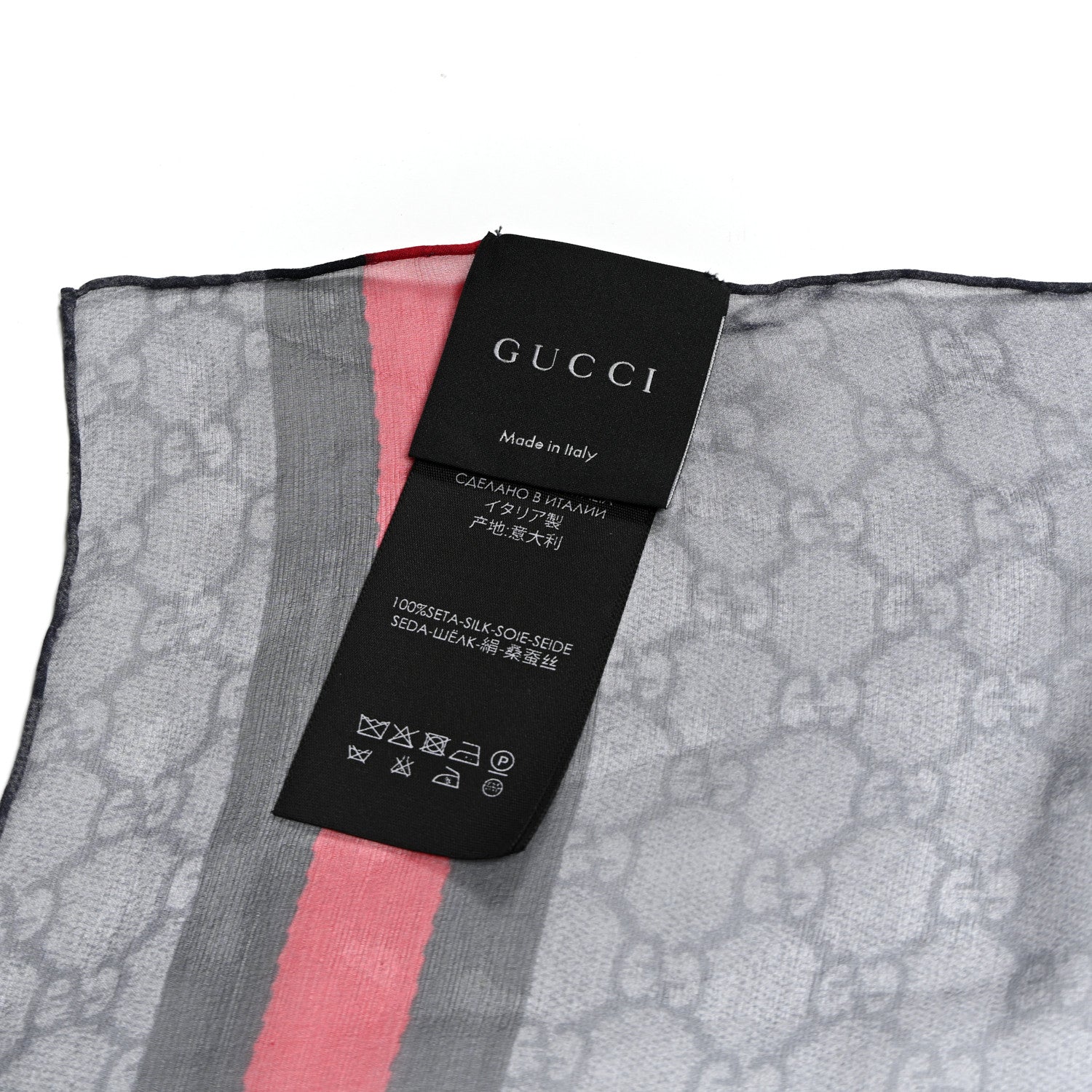 Gucci Silk Monogram Web Scarf  Beige Blue 3 of 4