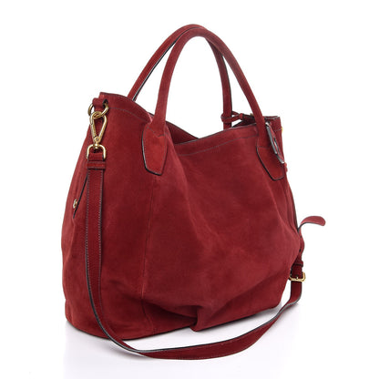 Prada Suede Shoulder Bag Red 4 of 8