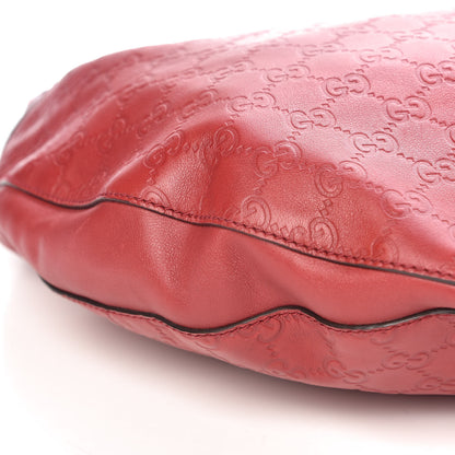 Gucci Guccissima Half Moon Bamboo Ring Hobo Red 9 of 12