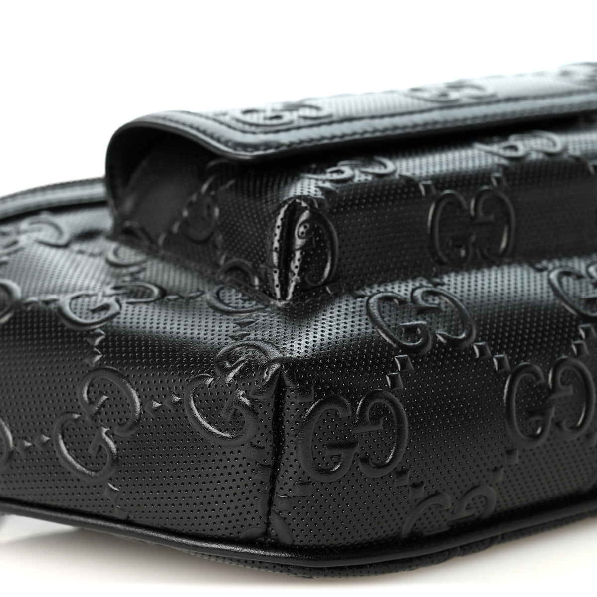 Gucci Calfskin GG Tennis Embossed Pocket Belt Bag Black 9 of 11