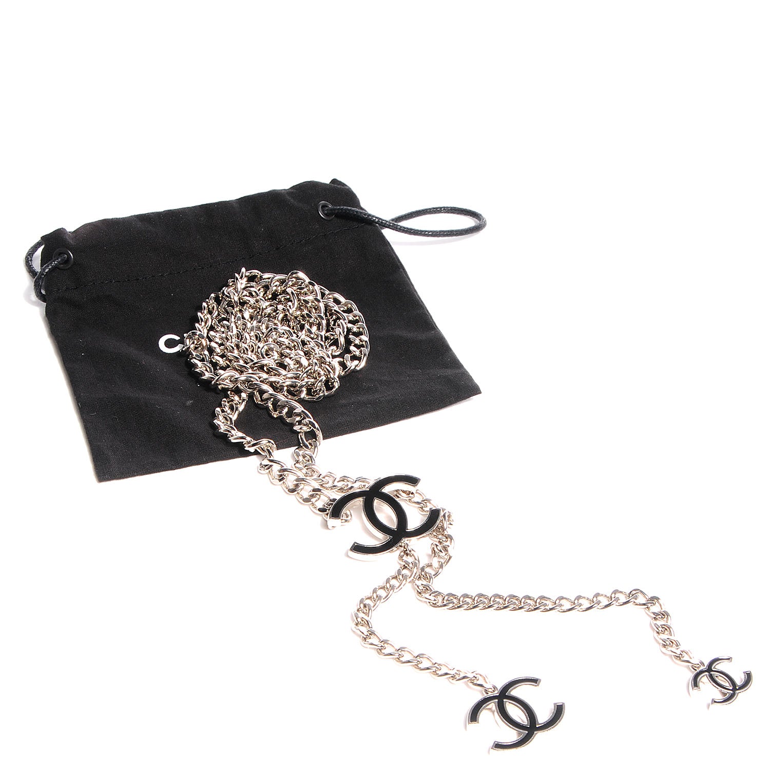 Chanel Enamel CC Ceinture Fantai Adjustable Belt Silver Black 6 of 7