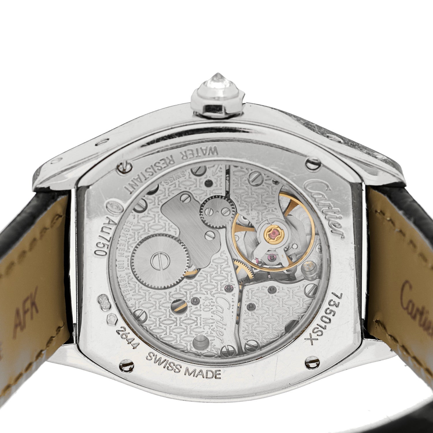 Cartier 18K White Gold Alligator Diamond Bezel 28mm Tortue Manual