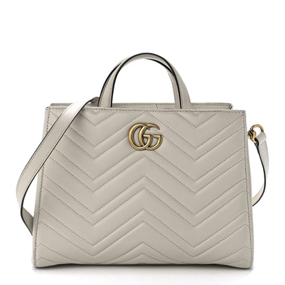 Gucci Calfskin Matelasse Small GG Marmont Tote White 1 of 12