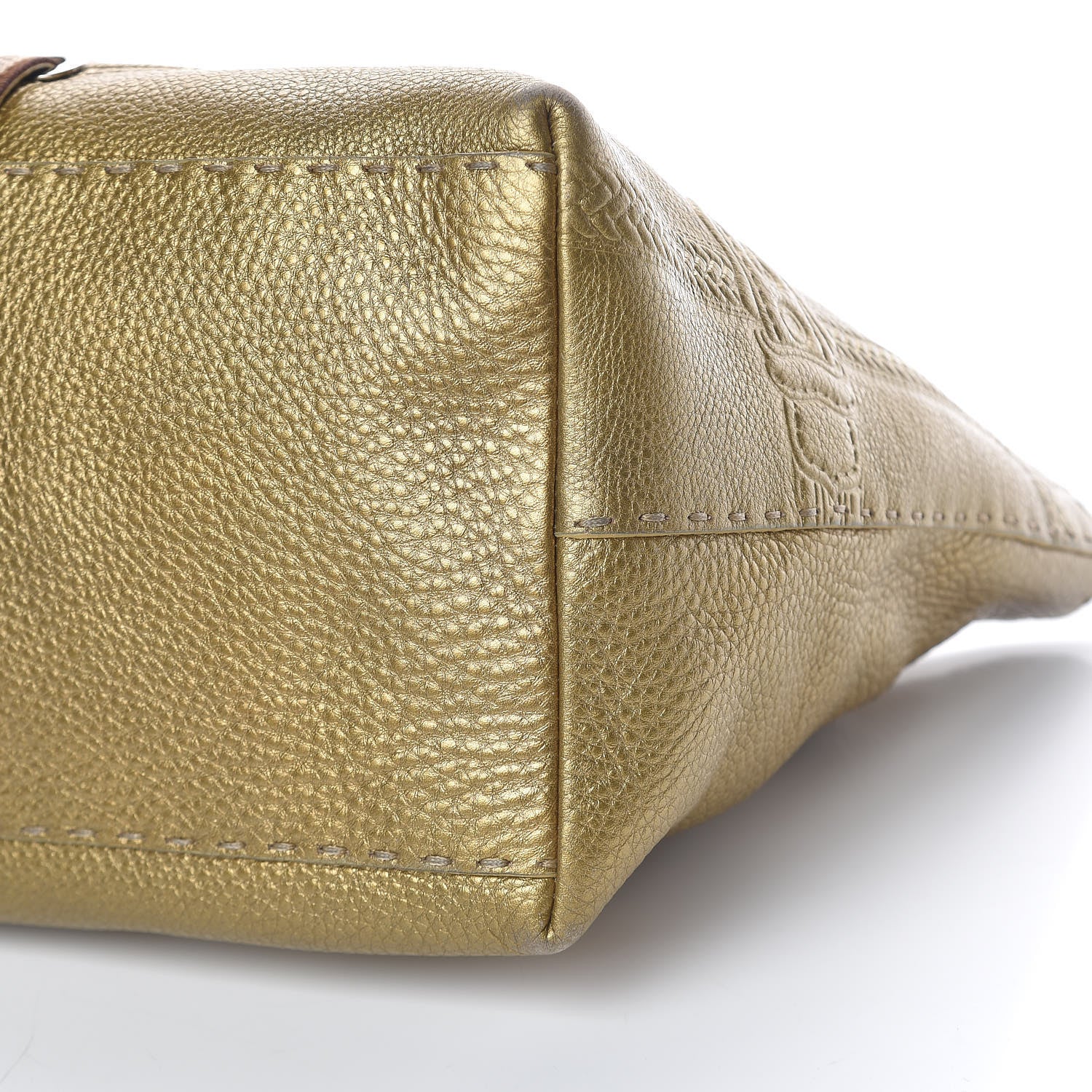 Fendi Calfskin Romano Selleria Small Villa Borghese Tote Gold 12 of 12