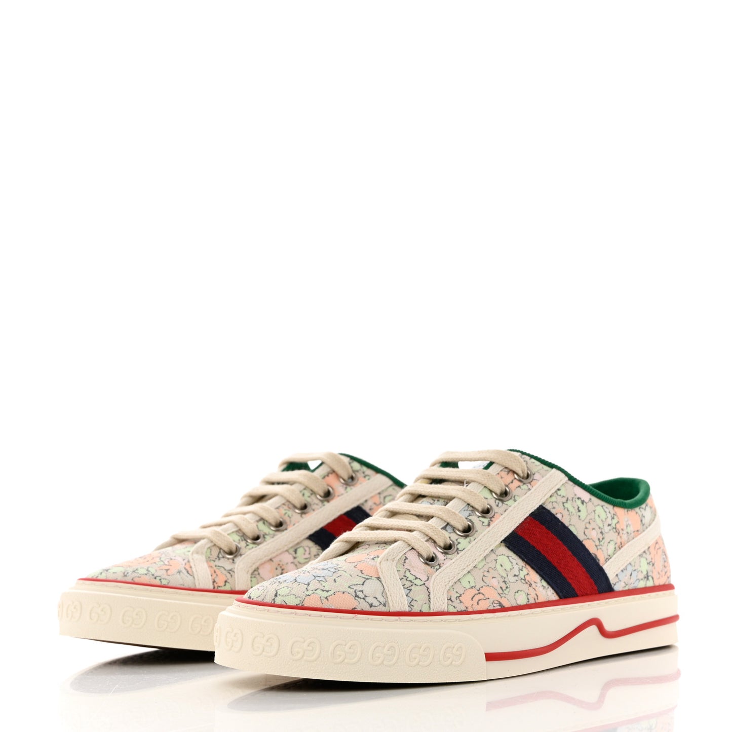 X LIBERTY OF LONDON Canvas Web Tracy Print Womens 1977 Tennis Sneakers 36.5 Mint Peach Mystic White