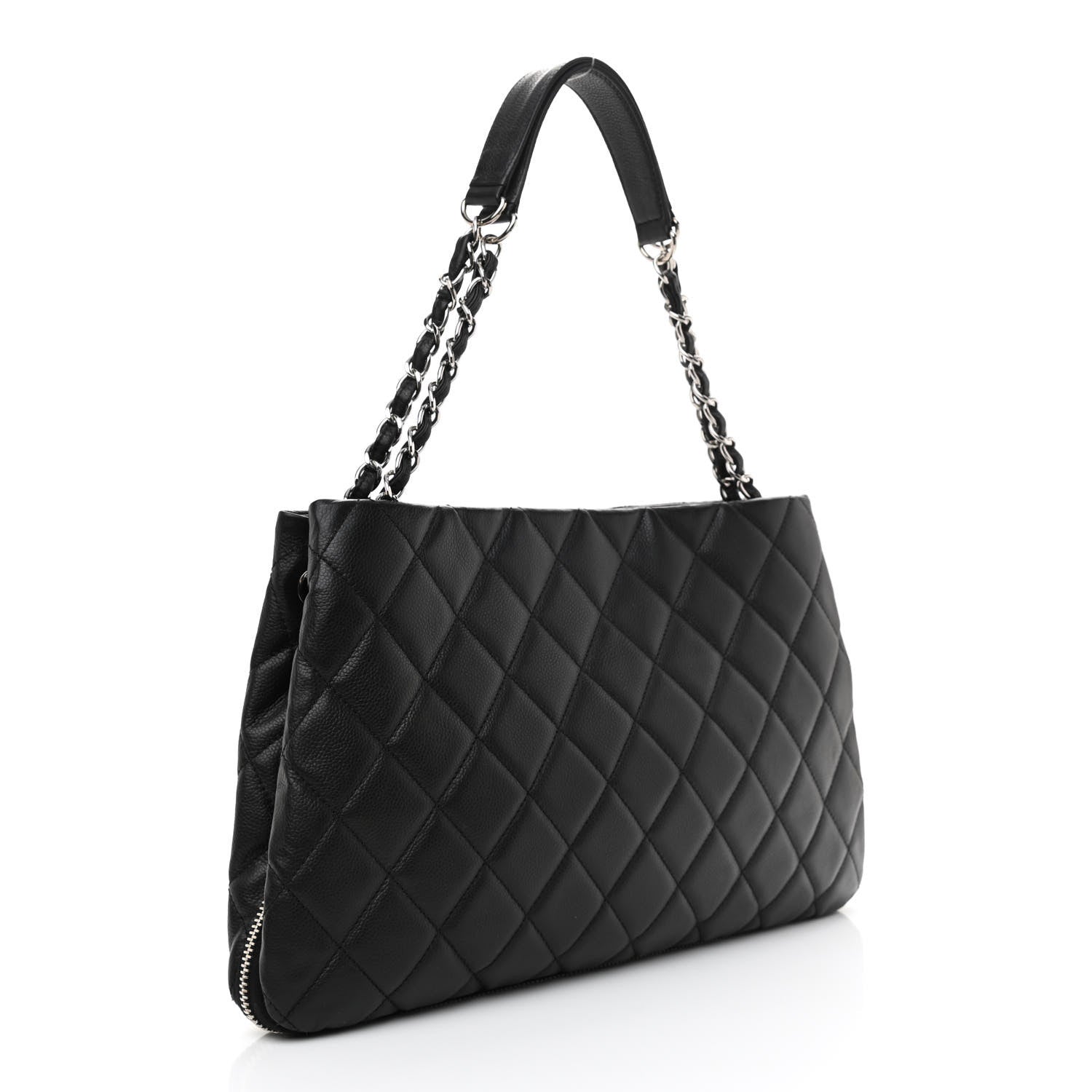 Chanel Caviar Quilted Expandable Zip Shoulder Bag Black 3 of 11