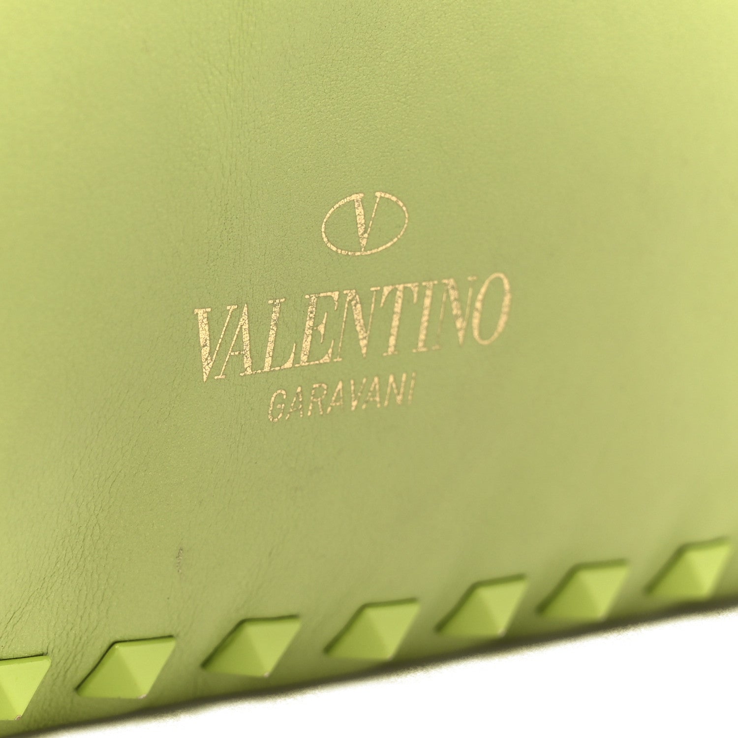 Valentino Garavani Vitello Large Rockstud Zip Wristlet Pouch Pop Apple 8 of 11