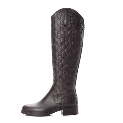 Gucci Guccissima Calfskin Miro Soft Knee High Riding Boots 36 Chocolate 1 of 10