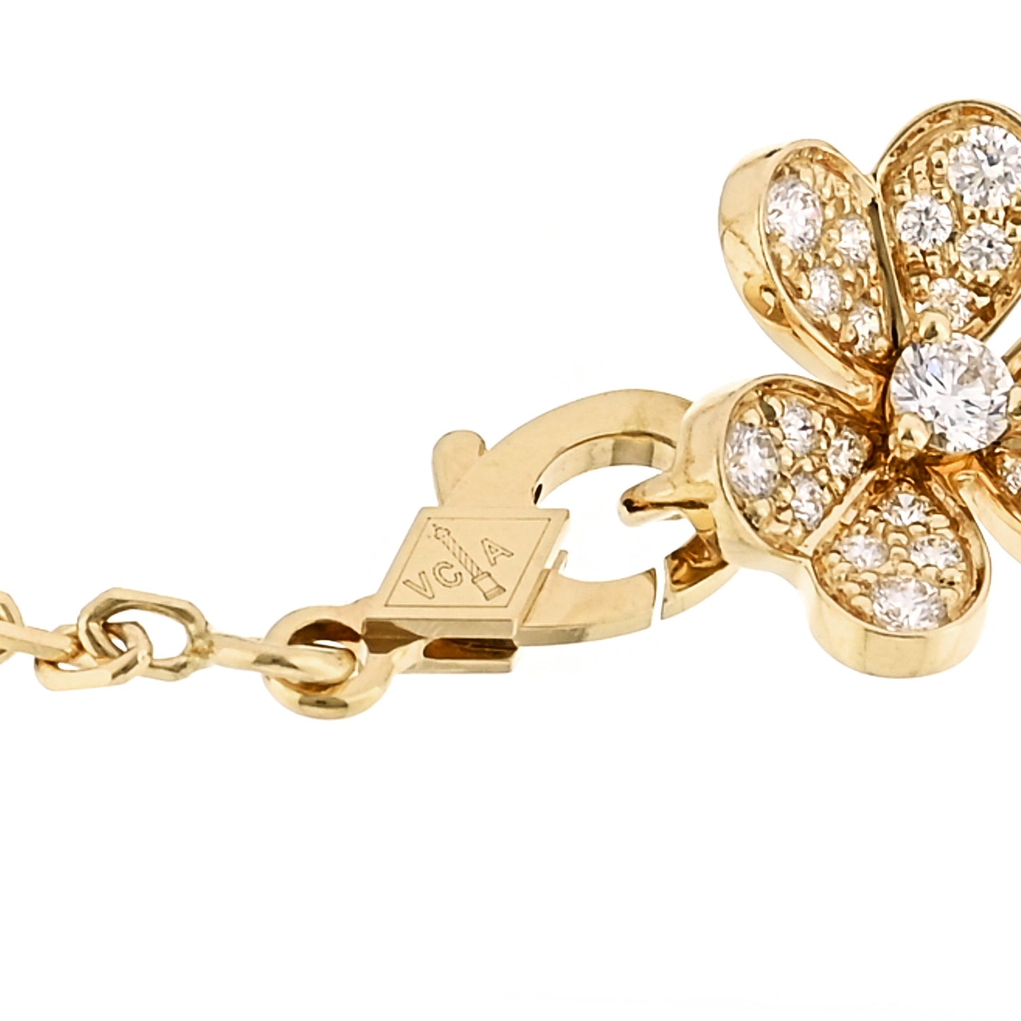 18K Yellow Gold Diamond Frivole 5 Flowers Bracelet