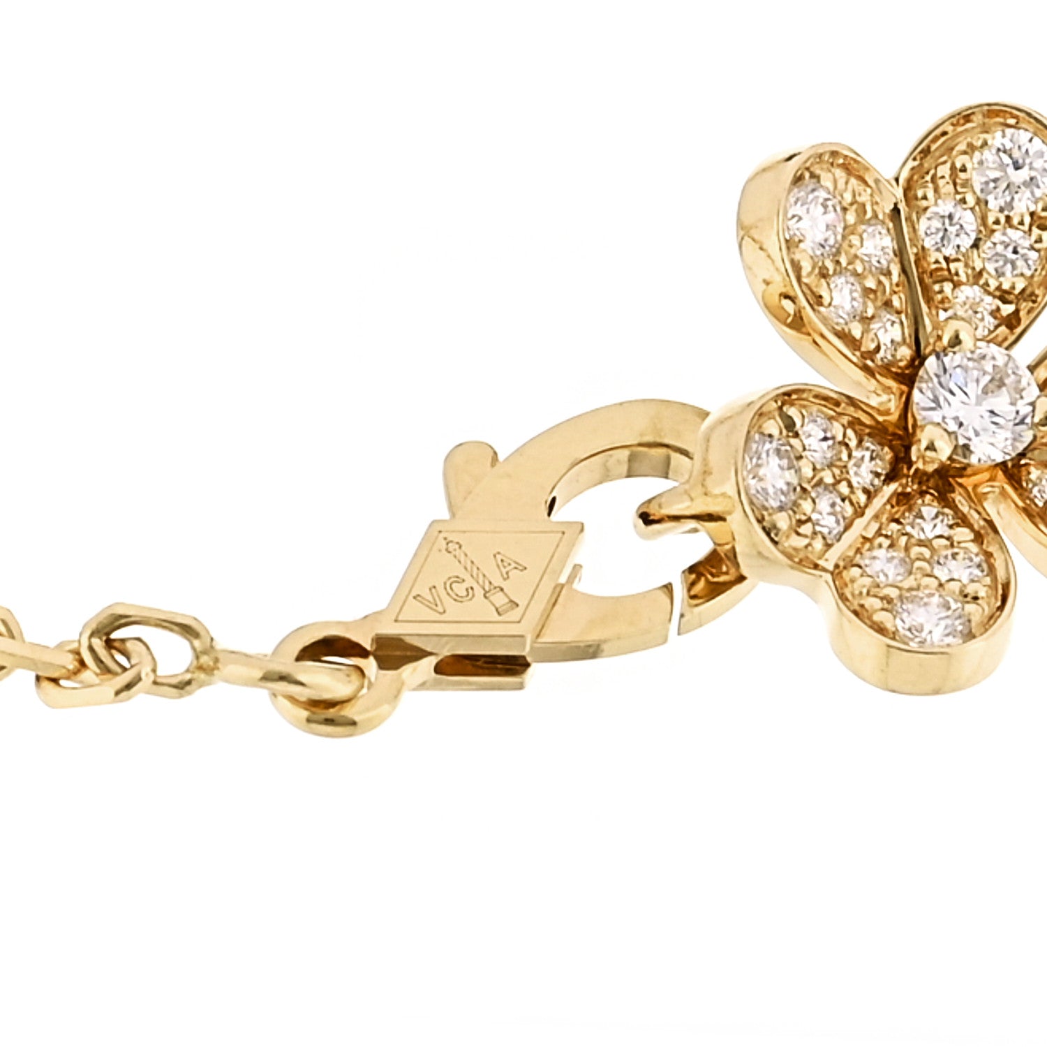 Van Cleef & Arpels 18K Yellow Gold Diamond Frivole 5 Flowers Bracelet 3 of 5