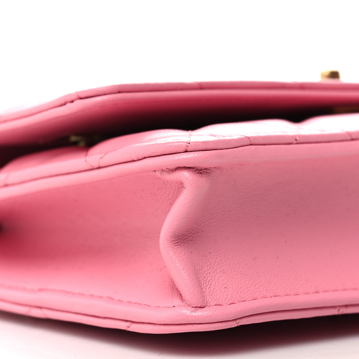 Lambskin Quilted Multicolor Top Handle Wallet On Chain WOC Light Pink